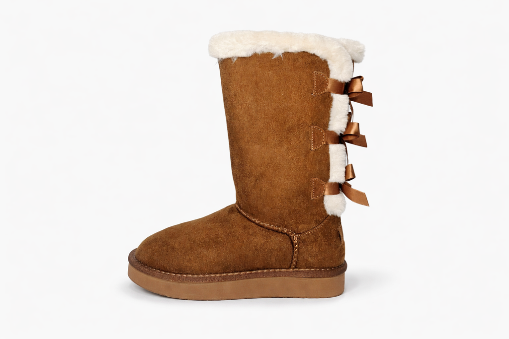 Uggs Faux Fur Bow Tall Boots Chestnut