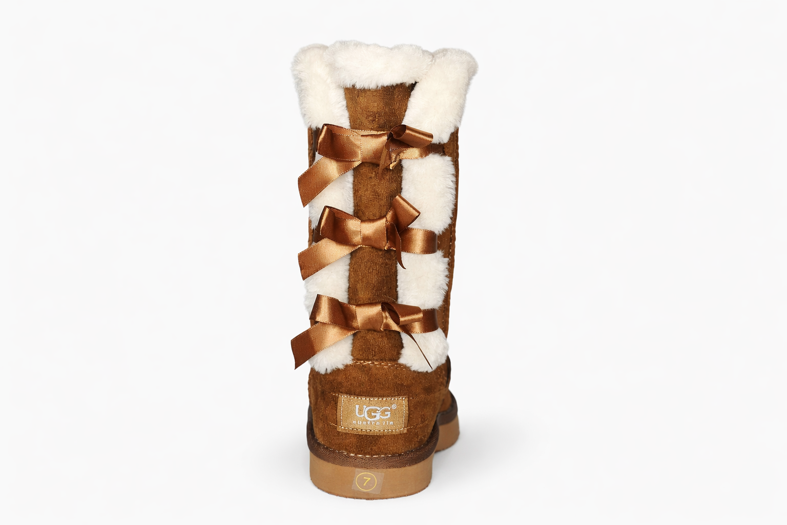Uggs Faux Fur Bow Tall Boots Chestnut