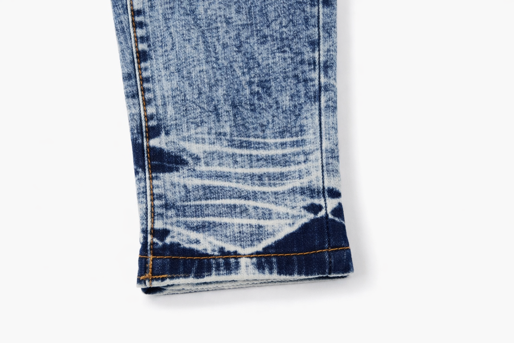 Vintage Wash Mid-Leg Distressed Jeans