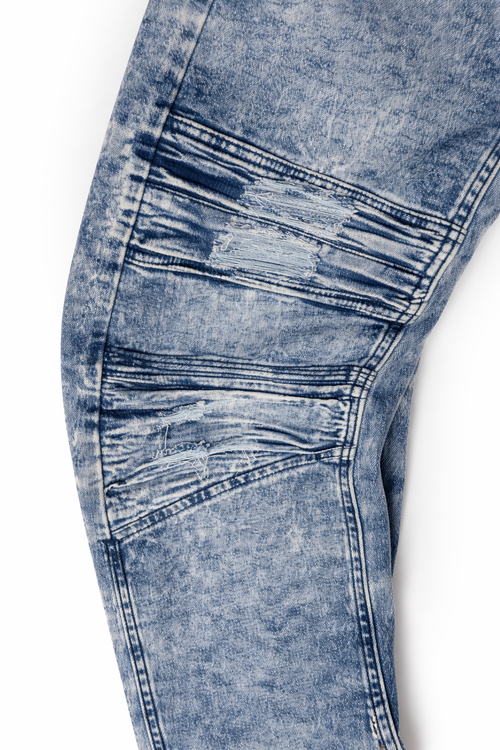 Acid Wash Stacked Slim Skinny Jeans