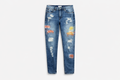 Patchwork Distressed Slim Jeans