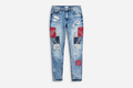 Bandana Patch Distressed Slim-Fit Jeans